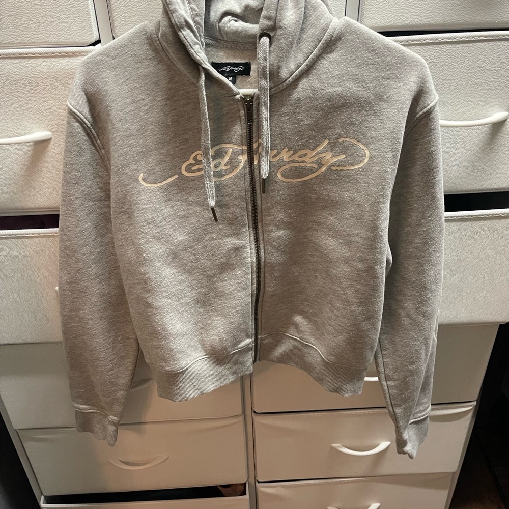 Ed Hardy Women's Gray Zip-Up Hoodie